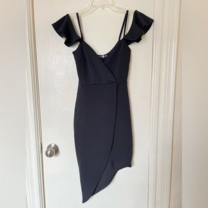Boohoo Black off shoulder bodycon dress